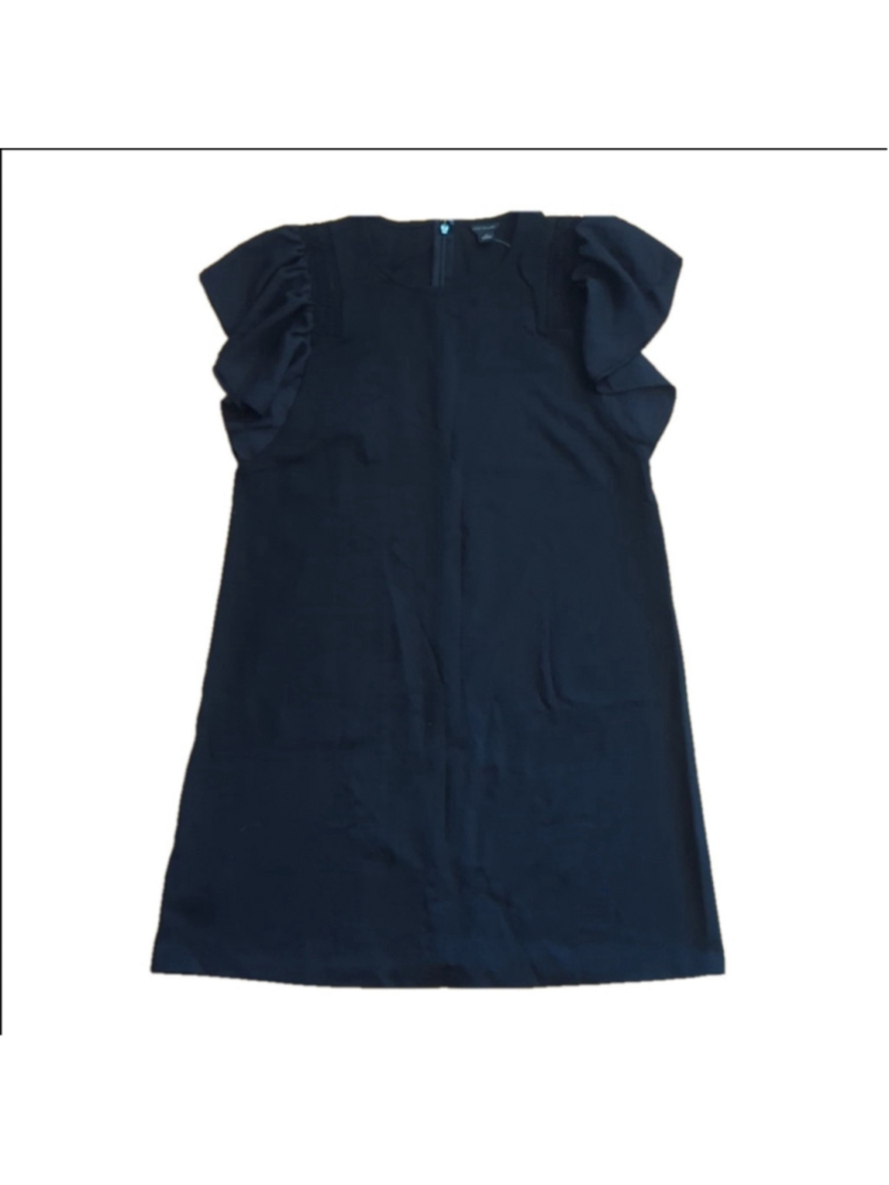 Ann Taylor Black Ruffle Sleeve Shift Dress XS